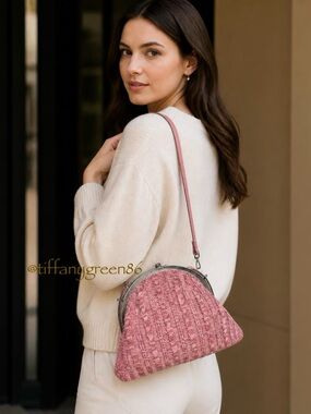 Patricia Nash Silvia Frame Bag Old Rose Cable Knit Like New W/ Registration Card